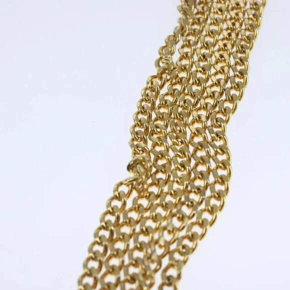 Christian Dior Chain Shoulder Bag Leather Navy Gold Auth yk16101 - Picture 9 of 16